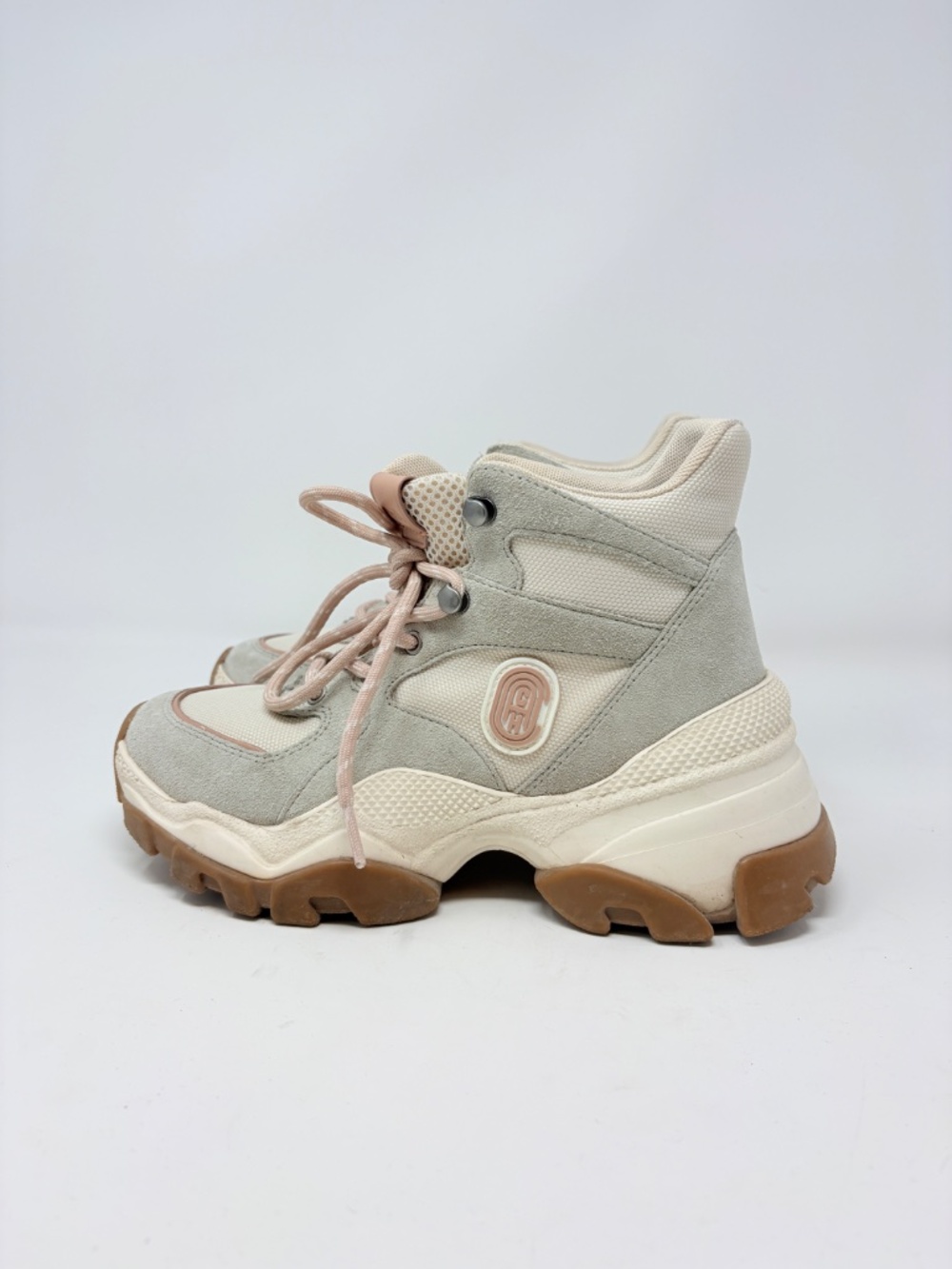 Coach C265 Hiker Sneakers High Cut Hiker Boot Platform Light Grey Pink Size 6 - Picture 9 of 14